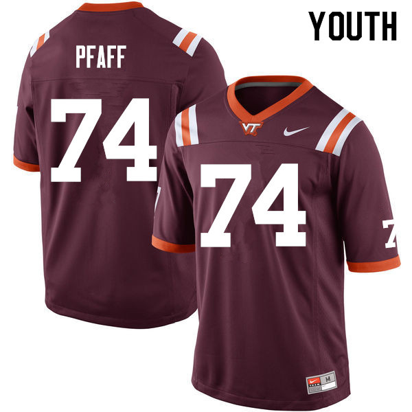 Youth #74 Braxton Pfaff Virginia Tech Hokies College Football Jerseys Sale-Maroon - Click Image to Close